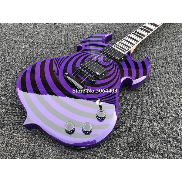 High quality shaped electric guitar purple paint circle black veneer rosewood fingerboard FREE shipping costs