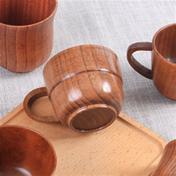 Handmade Binodal Wooden Drinking Cups Jujube Thermo Coffee Cup With Handle