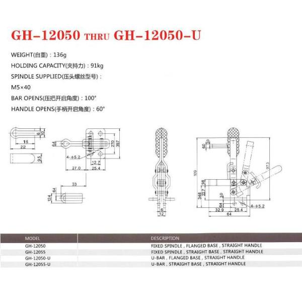 202-U Destaco Toggle Clamp 12050 Ribbed Plastic Handle Long Working Life