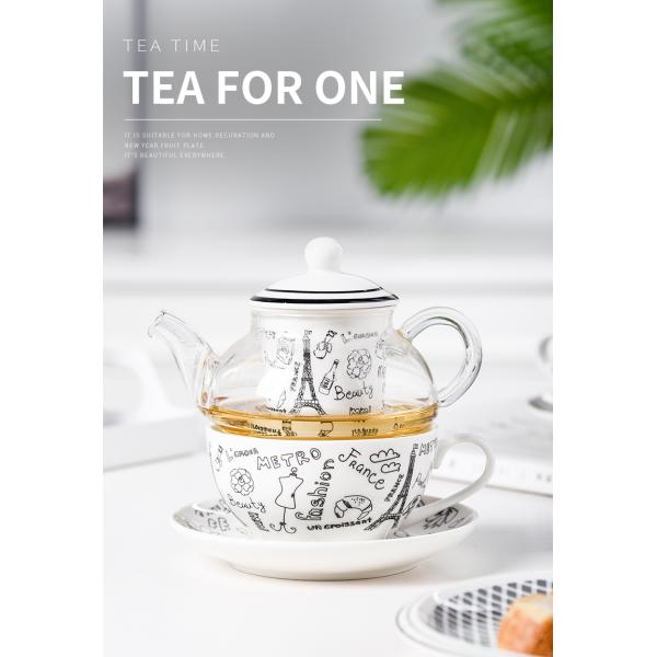Ceramic Tea Mug With Strainer And European Glass Teapot Sustainable One Person Teekanne Set