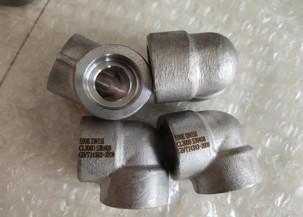 A105 90 Degree CL3000 Forged Pipe Fittings , Carbon Steel Threaded Pipe Fittings