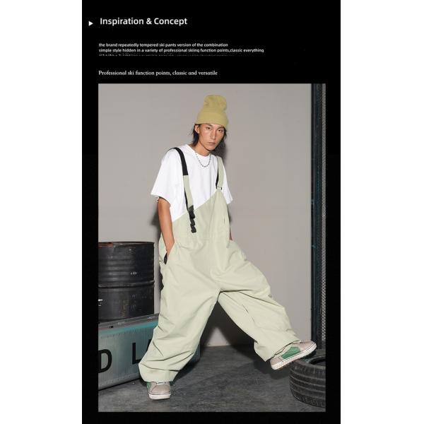 Full Pressure Glue Oblique Collar Solid Color Heated Suspender Pants for Winter Skiing
