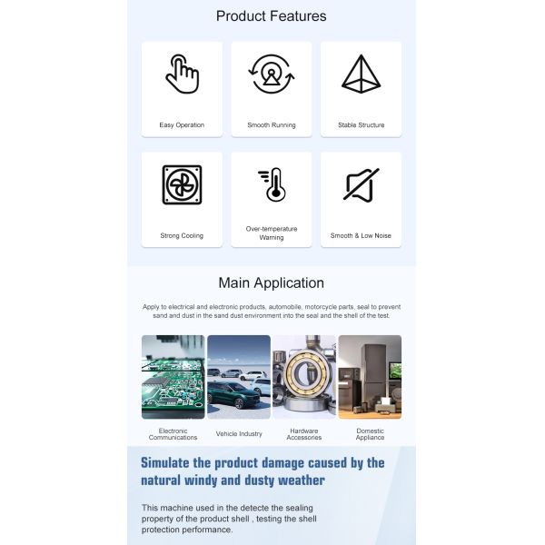 IP5X & 6X Programmable Vacuum Sand and Dust test Chamber Environmental Test Chamber Dust-proof Testing for Electronics