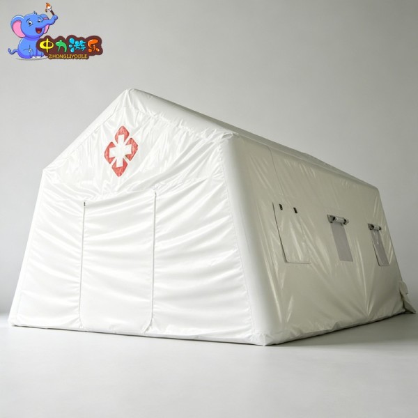White Inflatable Medical Tent Waterproof PVC Air Frame Temporary Clinic Tent