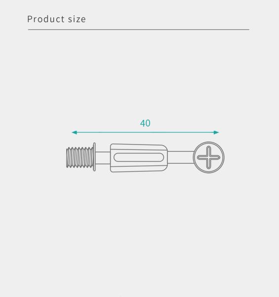 40mm Steel Minifix Connecting Bolts With Cam, Furniture Connector For Panel Furniture