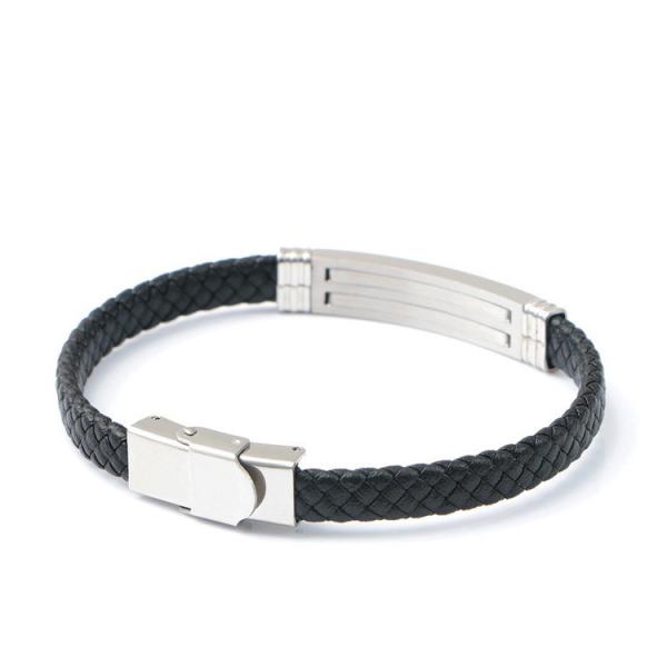 Leather rope bracelet trendy retro leather woven stainless steel men's bracelet fashionable