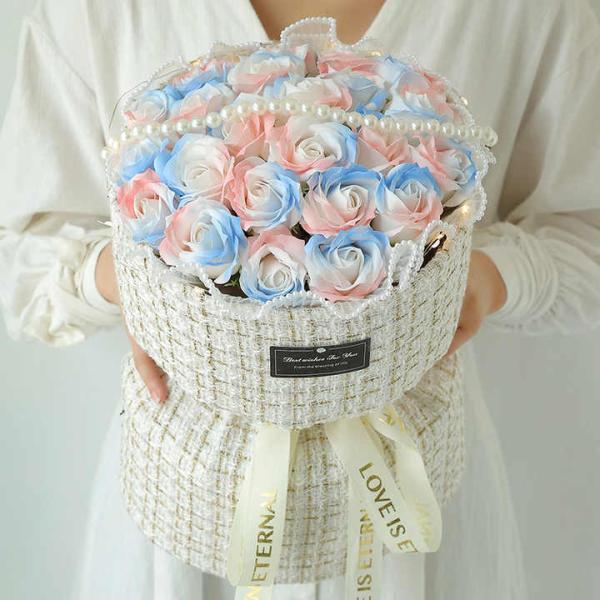 Vente à chaud Nouveau arrivée mousse artificielle éternelle fleurs de savon Bouquet Rose cadeau de la Saint-Valentin