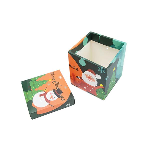 Outras Artesanato de Presentes Decoração de Natal Impressa Personalizada Cartão Caixa de Embalagem de Papel de Presente Com Cobertura E Base