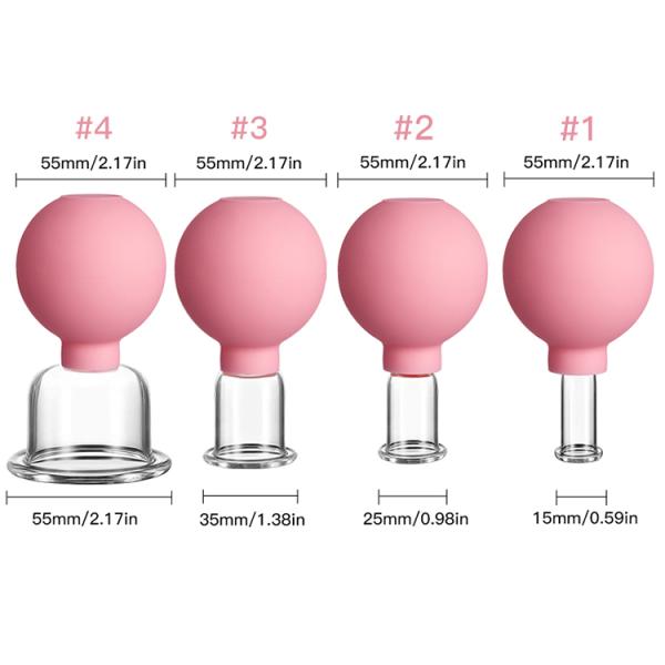 Pink Glass Jars Vacuum Massager Cup Rubber Massage Body Guasha Suction Cups Slimming Anti Cellulite Cans Set