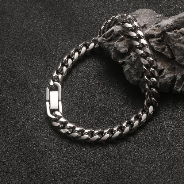 Pulseras de acero inoxidable de 18k en múltiples tamaños: 17 cm, pulsera de cadena cubana de 19 cm