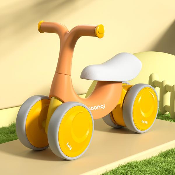 Оранжевый пластиковый балансовый автомобиль для ребенка с тихим роликовым катанием и зеленым дизайном