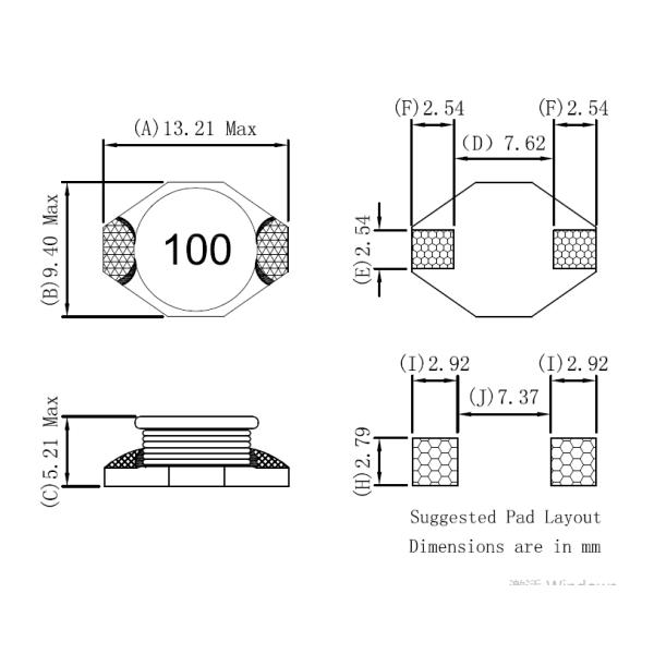 Индуктор МДР0904СГ1Р0МК/МДР0904СГ1Р5МК 13.21кс9.4кс5.21мм ядра феррита порошка сплава