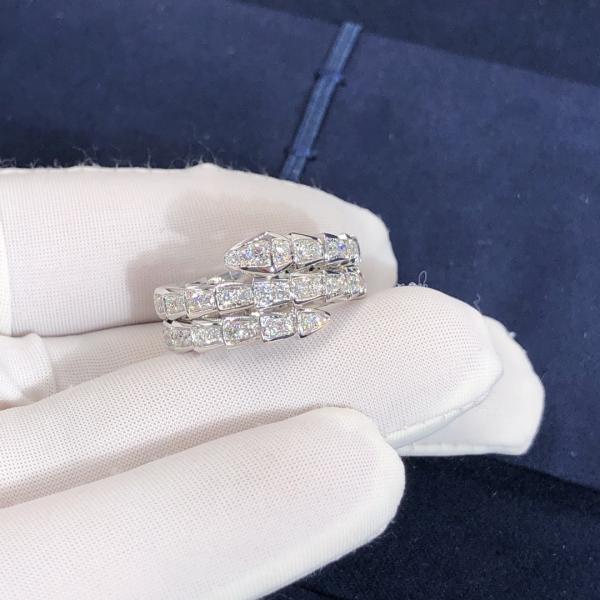 Elegant  18K Gold  2 Row Diamonds Serpenti Viper Ring Diamond Ring Yellow Gold White Gold