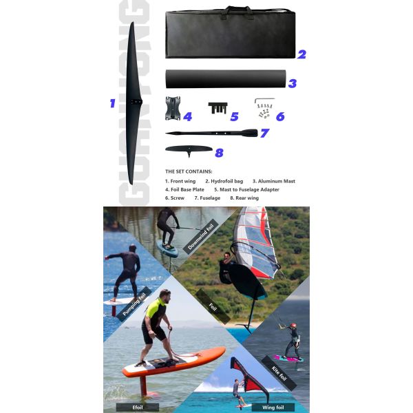 2025 Large Front Wing 1700 V2 High Performance Carbon Fiber Beginners Foil Water Sport