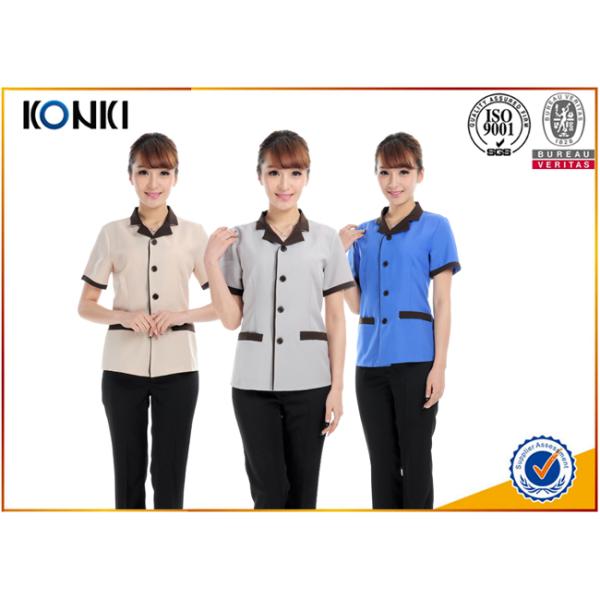 Summer Stylish Hotel Restaurant Staff Uniforms Short Sleeve With Any Size