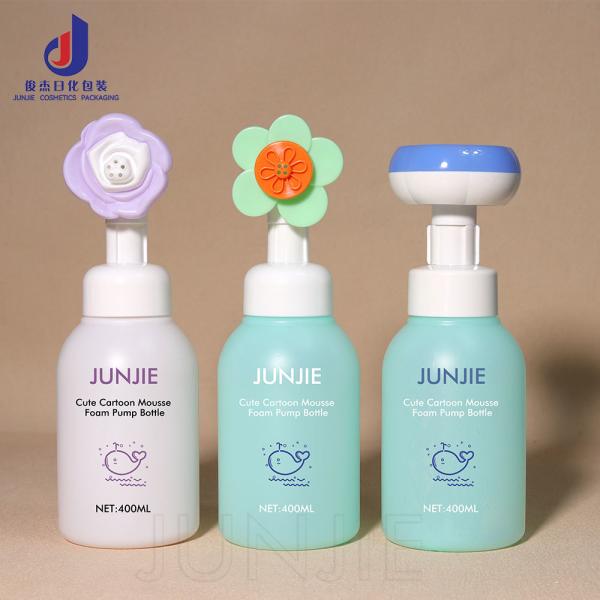 High Quality 400ml PE Plastic Hand Wash Bottles Cute Flower Shape Liquid Soap Dispenser Face Clean Foam Bottle