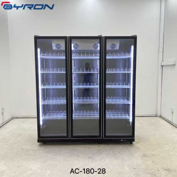 Upright 3 Door Beverage Fridge Beverage Cooler Refrigerator