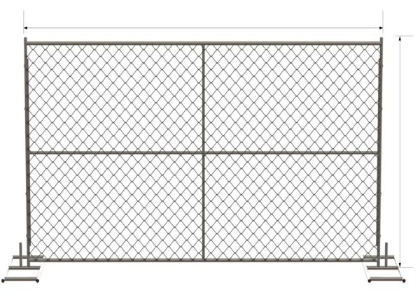 6 foot x 12 foot chain link mesh temporary fencing panels with a 1 3/8 x 16GA and 2-3/8 inch temp fence