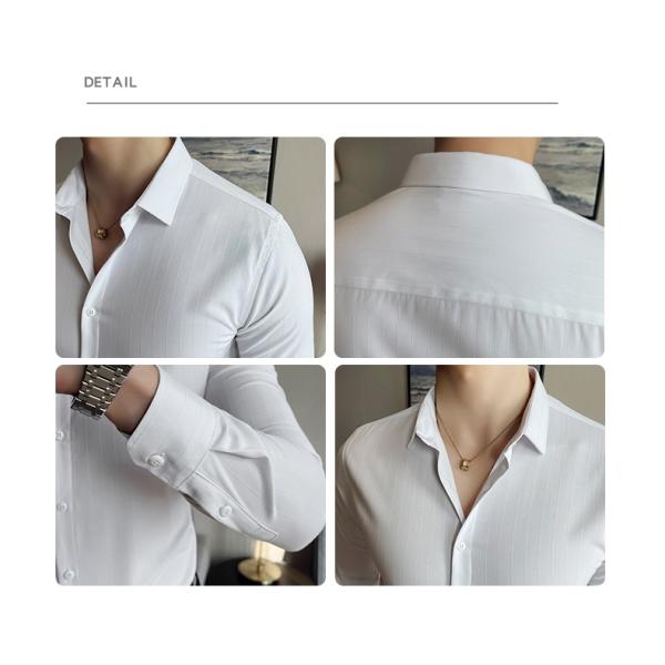 Неформальные рубашки Поднимающийся воротник Осенняя ткань Поло Пахта Длинные рукава Мужская стройная рубашка