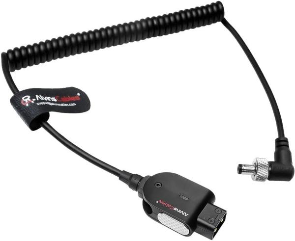 Alvin's Cables Atomos Ninja V D-tap Cable d'alimentation, 1,6-4 pieds Smart Dtap pour verrouiller le DC 2.1 câble enroulé à angle droit pour l'assistance vidéo Blackmagic, pour Hollyland Mars 400S, Ultra Soft