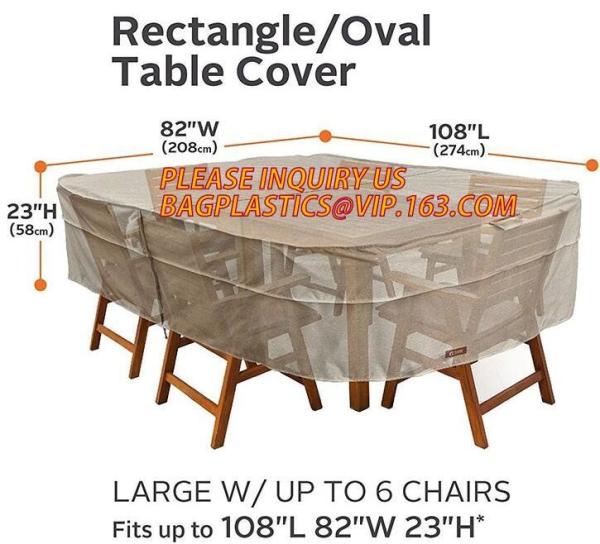RECTANGLE, PVAL TABLE COVER, LARGE W/UP TO 6 CHAIRS FITS UP TO 108L 85W 23H, SEWING WATERPROOF PE TABLE CHAIR COVER B