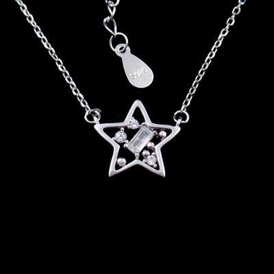 Colar de prata do zircão 925 europeus da joia da forma da estrela do estilo/AAA para a senhora
