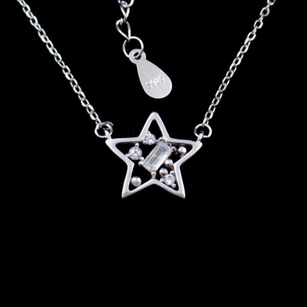 Colar de prata do zircão 925 europeus da joia da forma da estrela do estilo/AAA para a senhora