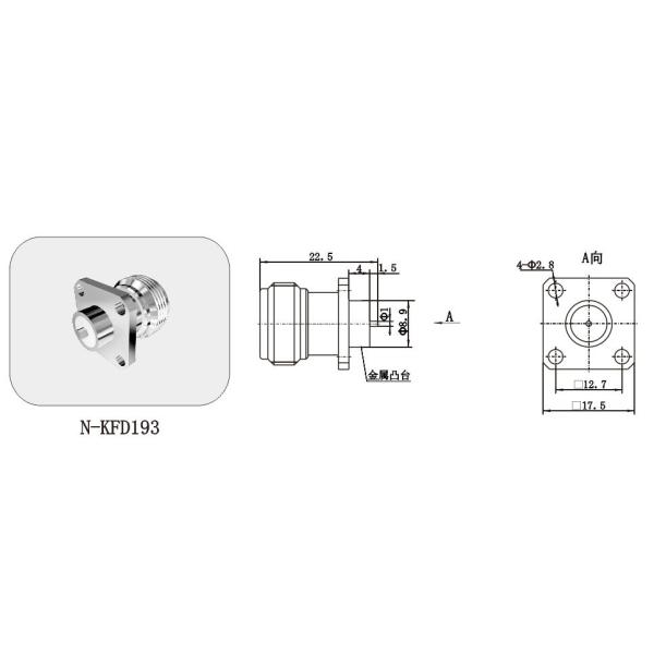 Female Nickel Plated RF N Connector Outer Conductor Center Resistance ≤1.5mΩ
