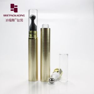 Metalized gold color plastic press airless cosmetic 10ml 5ml pump bottle eye