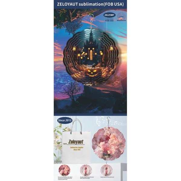 ZELOYAUT Wholesale Sublimation Blanks Hot Sales Aluminium Sublimation Wind Spinners 3/8/10 Inch Metal Crafts Outdoor Ornaments