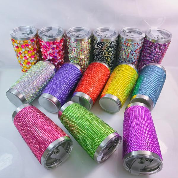 Bling Diamond Screw Lids Personalized Glitter Plastic Water Bottle 20 Oz Reusable Water Bottle Customized Logo Great Studded Tumbler Choose