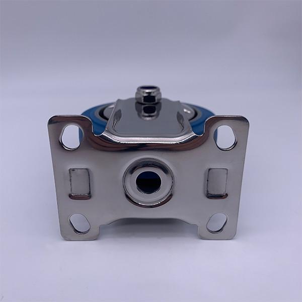 Blue TPR Thermoplastic  Tread Rigid Stainless Caster Wheels 3 Inch 75mm