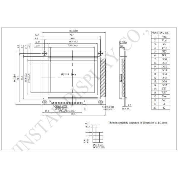 192*128 графическая широкая температура Winstar заменить RA6963 IC LCD модуль