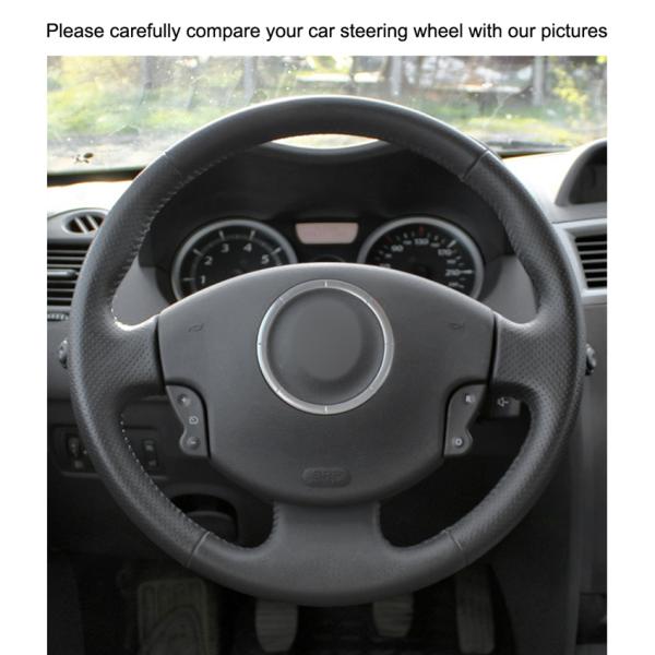 MEWANT Auto Parts For Renault Megane 2 Scenic 2 Kangoo 2 Nappa Leather Hand-stitched Steering Wheel Cover Nappa Leather