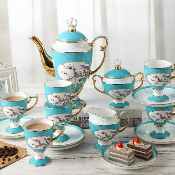 8cm dia Ceremonial graceful Blue And White Beautiful Full Tea Sets
