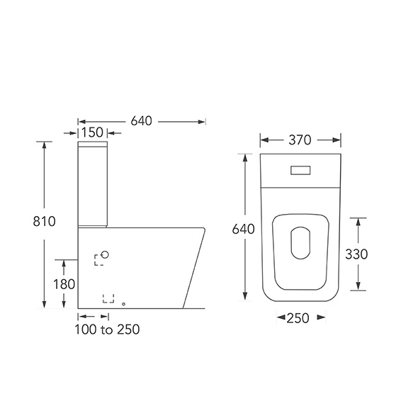 370x640x810mm Compact Toilet 2 Piece Bathroom Toilet Closet Durable Orin OR8303D
