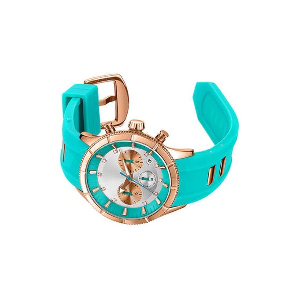 Screw Crown Stainless Steel Wrist Watch , Waterproof Quartz Watch Womens Silicone Strap
