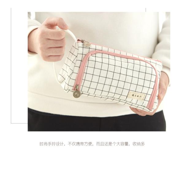 Washable Large Capacity Canvas Pen Bag Embroidery Printing 21 * 7 . 5 * 5CM