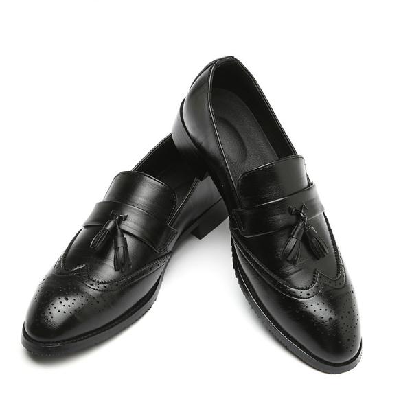 Italianate Sliding On BSCI Mens Leather Dress Shoes Blue With Padded Insoles
