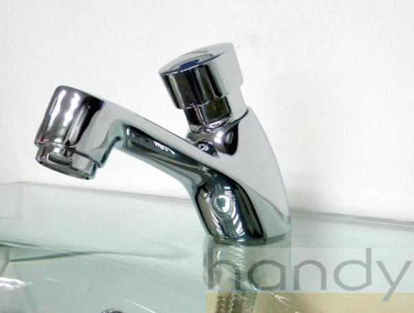 OEM Chrome Brass Bathroom Sink Faucets , Timing Control Basin Taps with CE