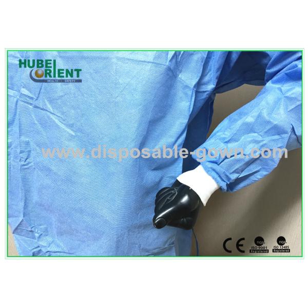 Hospital Level3 Disposable SMS Surgical Gown Dark Blue With Knitted Wrist