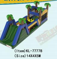 Tropical Inflatable Playground: A Fun Obstacle Track Jungle Palm Tree - Themed