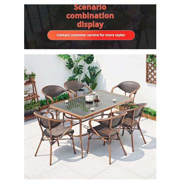 Glass Top PE Rattan Garden Dining Table And Chairs 5pcs Sets
