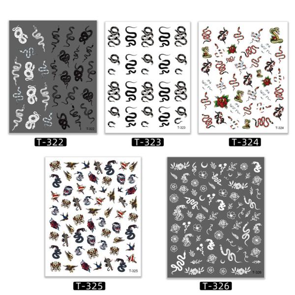 Style Plastic 2D Japanese Diablo Snake Nail Stickers Cartoon Pattern Adhesive Backing