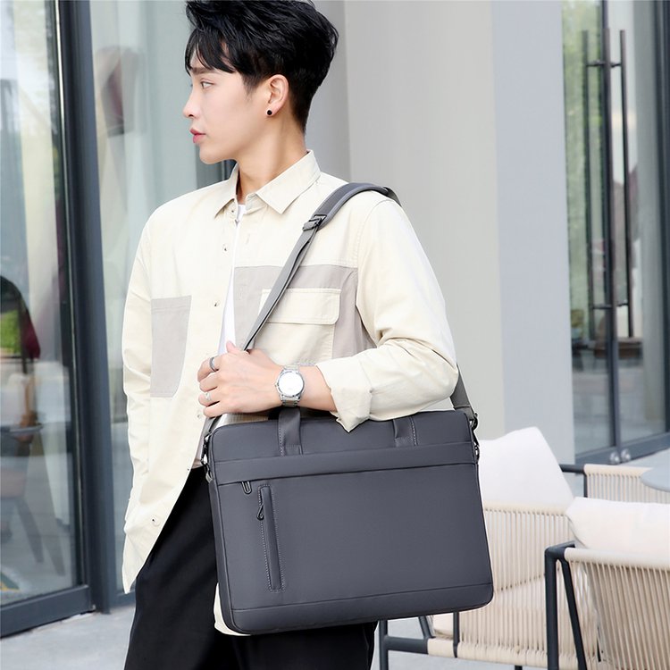 For Laudtec Portable Business Waterproof Laptop Bag 15.6 Inch Pu Leather Nylon Briefcase Multi-Size Compatible Commuting Carrier Wholesale OEM/ODM/Private Label