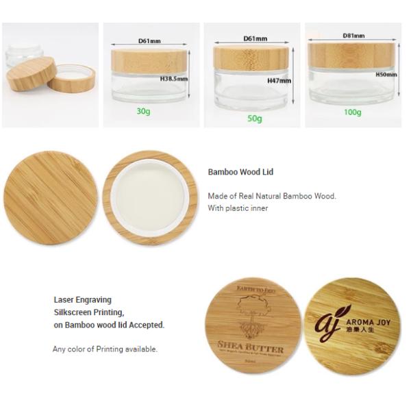 Сливк бутылки матированного стекла стеклянных бутылок бамбуковой крышки косметическая раздражает СГС