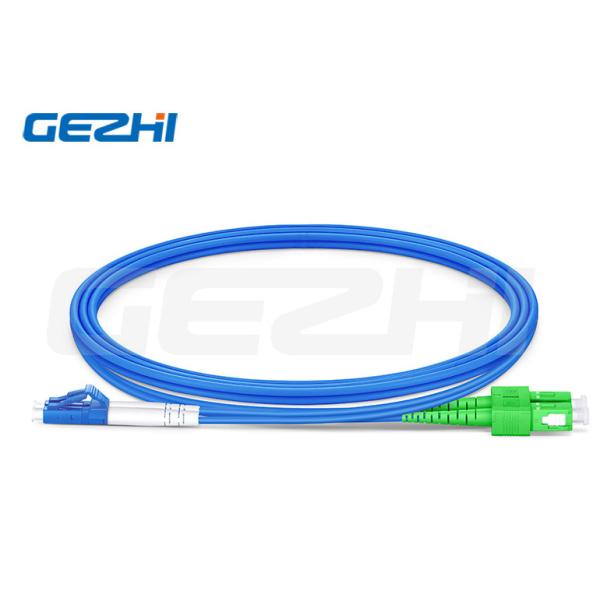 LC UPC to SC APC Duplex OS2 Single Mode Armored LSZH 3.0mm Fiber Patch Cable for Indoor Use