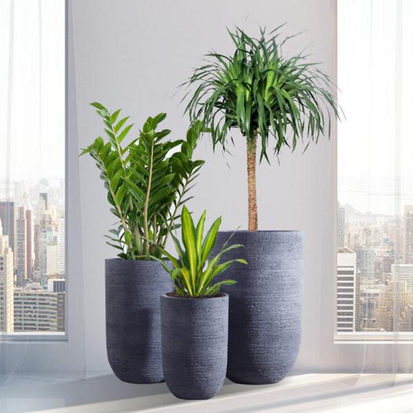 Fiber Grey Clay Flower Pots
