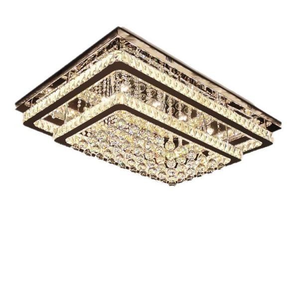 JYLIGHTING Lámpara de techo LED moderna de lujo con montaje empotrado de cristal, control remoto para villa, vestíbulo de hotel, que ofrece instalación de luz de techo LED