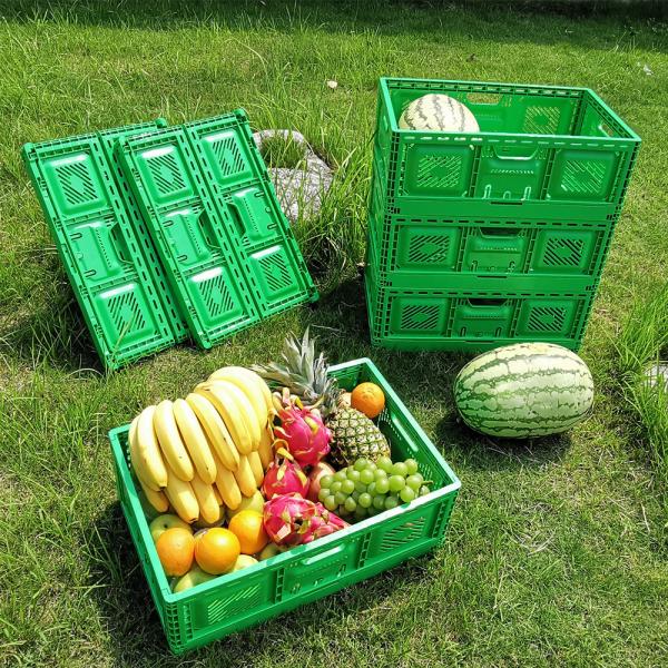 Silk Printing Plastic Folding Collapsible Mesh Storage Moving Crates 23.62*15.75*8.66